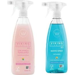 Viking Premium Yasemin Vanilya 750 ml Çok Amaçlı Temizleyici  + Dağ Nanesi 750 ml Banyo Spreyi