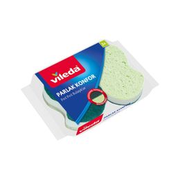Vileda 2'li Yeşil Parlak Konfor Oluklu Bulaşık Süngeri