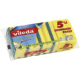 Vileda 5'li 12'li Paket Yeşil Düz Hijyenik Bulaşık Süngeri