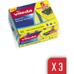 Vileda 5'li Ekonomik Paket 3 Adet Yeşil Düz Sünger