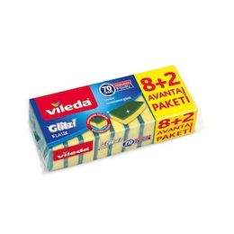 Vileda 8+2 Ekonomik Paket Yeşil Düz Hijyenik Bulaşık Süngeri