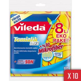Vileda 8'li 10'lu Paket Mikrofiberli Temizlik Bezi