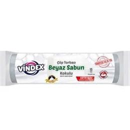 Vindex 10'lu Beyaz Sabun Kokulu Büzgülü Orta Boy Çöp Torbası