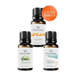 Vivaldi Home 3x10 ml Kavun, Okaliptus, Okyanus Esintisi Uçucu Yağ Buhurdanlık Yağı