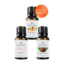Vivaldi Home 3x10 ml Mango, Sakura, Sandal Ağacı Uçucu Yağ Buhurdanlık Yağı