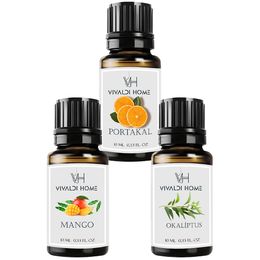 Vivaldi Home 3x10 ml Portakal Mango Okaliptus Uçucu Yağ Buhurdanlık Yağı
