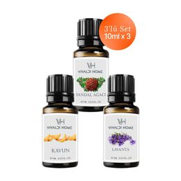 Vivaldi Home 3x10 ml Sandal Ağacı, Kavun, Lavanta Uçucu Yağ Buhurdanlık Yağı