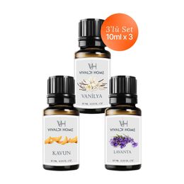Vivaldi Home 3x10 ml Vanilya, Kavun, Lavanta Uçucu Yağ Buhurdanlık Yağı