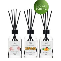 Vivaldi Home 3x50 ml Japon Kiraz Çiçeği, Mandalina, Mango Çubuklu Oda Kokusu