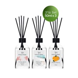 Vivaldi Home 3x50 ml Japon Kiraz Çiçeği + Okyanus Esintisi + Portakal Çubuklu Oda Kokusu