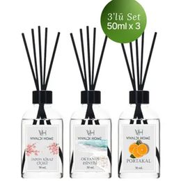 Vivaldi Home 3x50 ml Japon Kiraz Çiçeği + Okyanus Esintisi + Portakal Çubuklu Oda Kokusu
