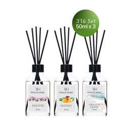Vivaldi Home 3x50 ml Şakayık + Mango + Okyanus Esintisi Çubuklu Oda Kokusu