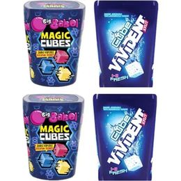 Vivident 2'li 86 gr Cube Sakız Nane + 2'li 86 gr Big Babol Magic Cubes Sakız Karışık Meyve