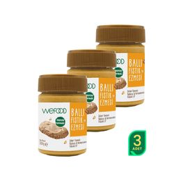 Wefood 3x300 gr Fıstık Parçacıklı Şekersiz Ham Ballı Fıstık Ezmesi