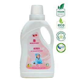 Worldchem 1 lt Vegan Helal Sertifikalı Bebekler İçin Bitkisel Sıvı Çamaşır Deterjanı