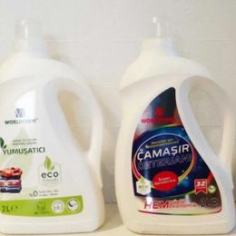 Worldchem 2 lt Bitkisel Renkliler Çamaşır Deterjan + 2 lt Yumuşatıcı