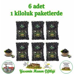 Yasemin Hanım Çiftliği 6x1000 gr Gemlik Tipi Doğal Siyah Zeytin