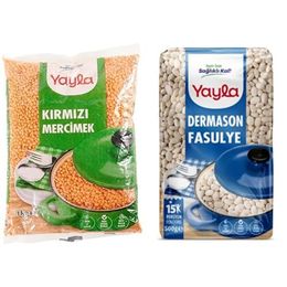 Yayla 1 kg Kırmızı Mercimek + 500 gr Dermason Fasulye