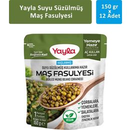 Yayla 12x150 gr Suyu Süzülmüş Haşlanmış Maş Fasulyesi