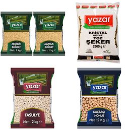 Yazar 2 kg Aşurelik Buğday + Fasulye + Koçtaşı Nohut 2,5 Kg Toz Şeker + Aşure Paketi