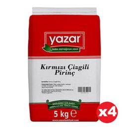 Yazar 4x5 kg Kırmızı Çizgili Yerli Pirinç