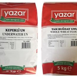 Yazar Taş Değirmende Öğütülmüş Tam Buğday 5 kg ve 5 kg Kepekli Un