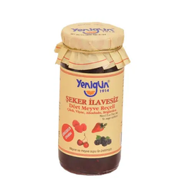 Yenigün Şeker İlavesiz 290 gr Karışık 4 Meyveli Reçel