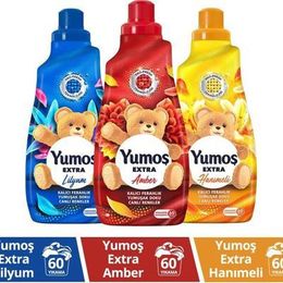 Yumoş 3x1440 ml Extra Amber + Hanımeli + Lilyum Konsantre Canlı Renkler Çamaşır Yumuşatıcısı