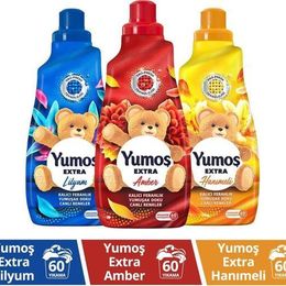 Yumoş 3x1440 ml Extra Amber + Hanımeli + Lilyum Konsantre Canlı Renkler Çamaşır Yumuşatıcısı