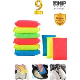 Znp Home Sponge Petek Dokulu Renkli 9'lu Bulaşık Süngeri