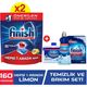 Finish Hepsi Bir Arada Limonlu 80x2 + Temizlik ve Bakım Seti Bulaşık Makinesi Deterjanı