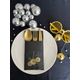 Kidspartim 12'li 40x40 cm Gold Yaldızlı Siyah Disco Topu Cepli Peçete
