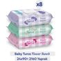 Baby Turco 24x90'lı Flower Bunch Islak Havlu