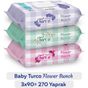Baby Turco 3x90'lı Flower Bunch Islak Havlu