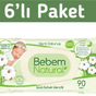 Bebem Natural 6x90'lı Islak Havlu Mendil