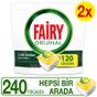Fairy 2x120'li Hepsi Bir Arada Limon Kokulu Bulaşık Makinesi Deterjanı