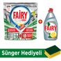 Fairy Platinum Plus 60 Yıkama + Platinum 430 ml Limon Sıvı Bulaşık Deterjanı + Sünger