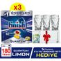 Finish Quantum 180 Tablet Bulaşık Makinesi Deterjanı Limon (60x3) + Paşabahçe 6'lı Su Bardağı