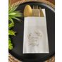 Kidspartim 12'li 40x40 cm Gold Yaldızlı Beyaz Bir Ömür El Ele Cepli Peçete
