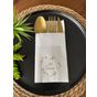 Kidspartim 12'li 40x40 cm Gold Yaldızlı Beyaz Kalp Çelenk Just Engaged Cepli Peçete