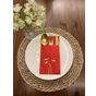 Kidspartim 12'li 40x40 cm Gold Yaldızlı Kırmızı Cepli Havuç Çiçeği Peçete