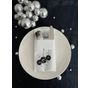 Kidspartim 12'li 40x40 cm Siyah Yaldızlı Beyaz Disco Topu Cepli Peçete