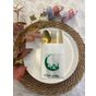 Kidspartim 12'li 40x40 cm Yeşil Yaldızlı Beyaz Arapça Ay Desenli Ramadan Mübarek Cepli Peçete