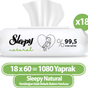 Sleepy 18x60'lı Natural Yenidoğan Islak Havlu Mendil
