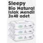 Sleepy 3x40 Yaprak Bio Natural Islak Havlu