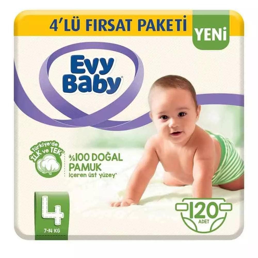 Evy Baby Aylık Paket No4 Maxi 120 Adet 718 kg Bebek Bezi Modelleri